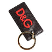 Dolce & Gabbana Schwarzer Kalbsleder-Schlüsselanhänger mit Logo-Metallring für Herren