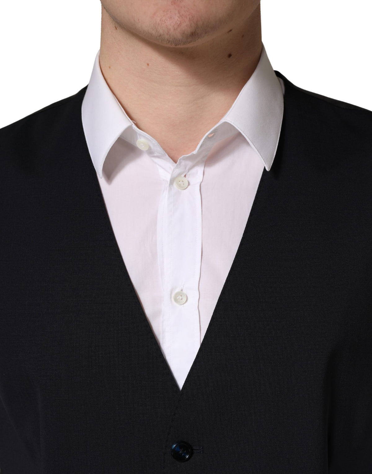 Dolce & Gabbana Black Slim-Fit Wool Vest