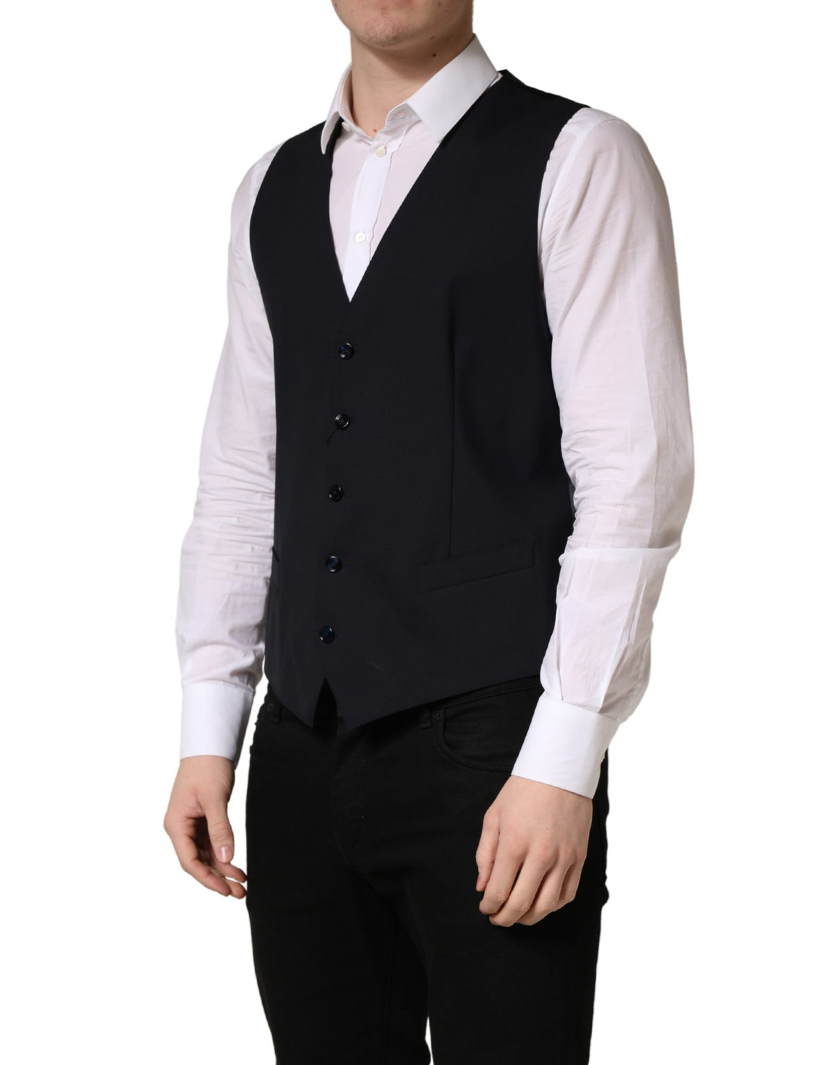 Dolce & Gabbana Black Slim-Fit Wool Vest