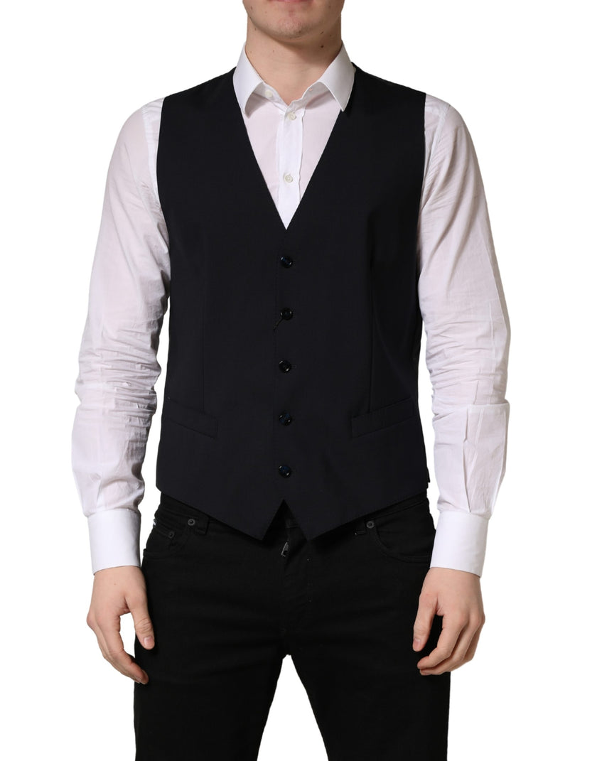 Dolce & Gabbana Schwarze Wollweste mit schmaler Passform