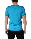 Dolce & Gabbana Blaues T-Shirt mit Palmenprint aus Baumwolle, Rundhalsausschnitt