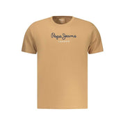 Pepe Jeans Marrone Herren Baumwoll-T-Shirt mit Print und Rundhalsausschnitt