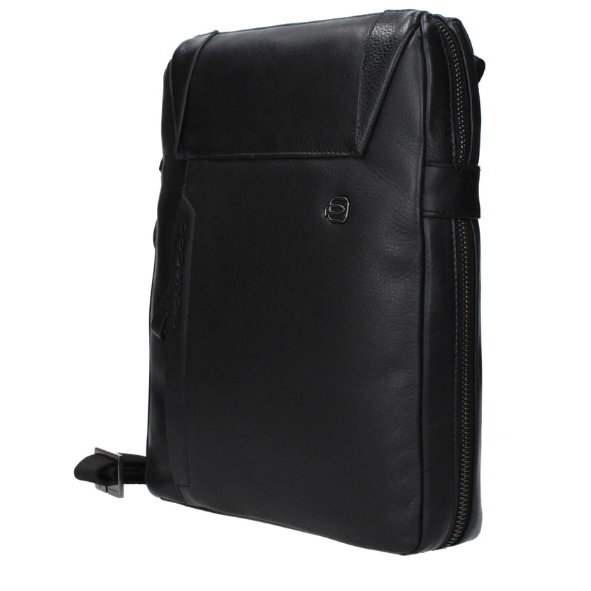 Piquadro Schwarze Leder Umhängetasche