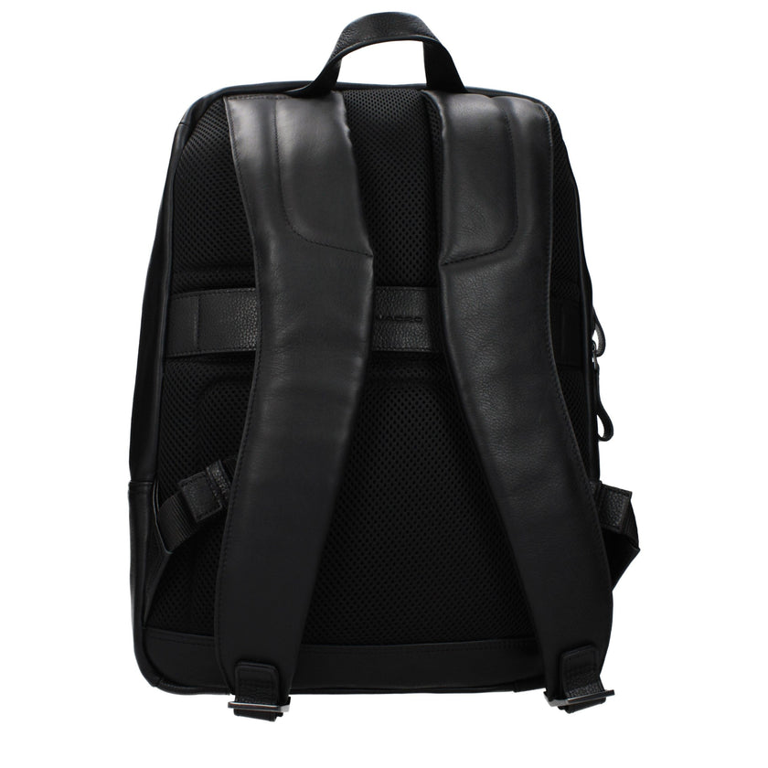 Piquadro Schwarzer Lederrucksack