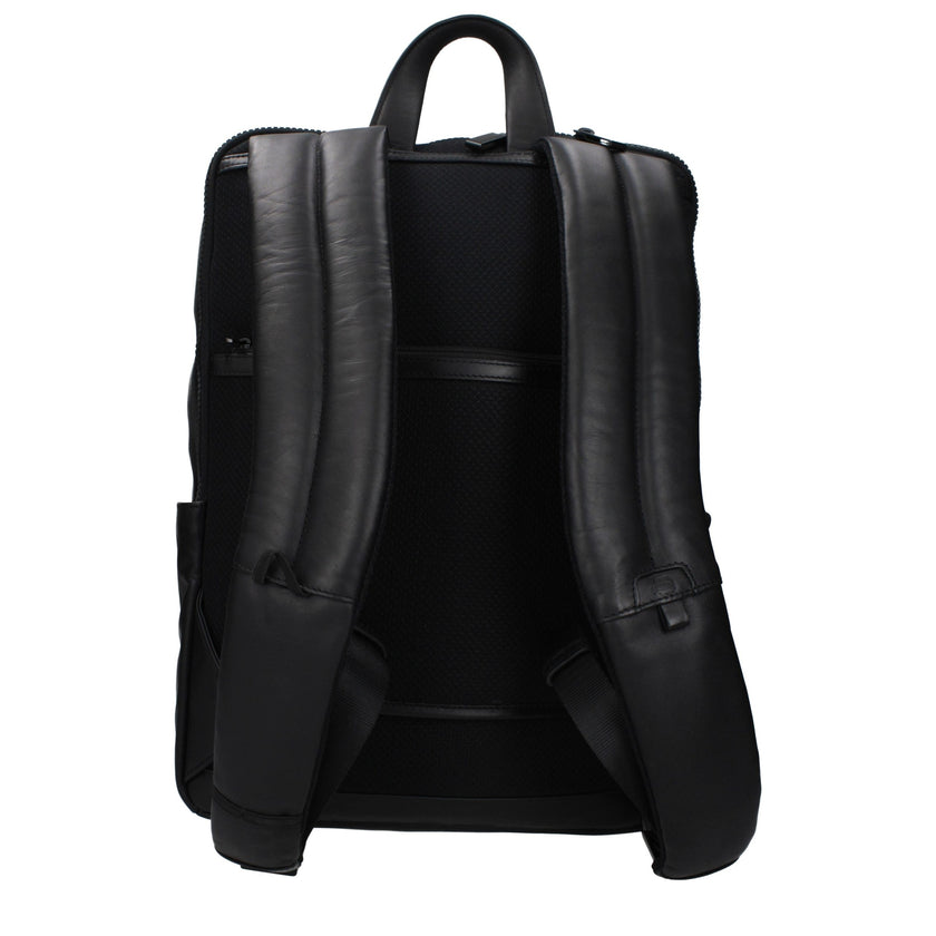 Piquadro Schwarzer Lederrucksack