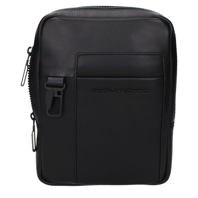 Piquadro Schwarze Leder Umhängetasche