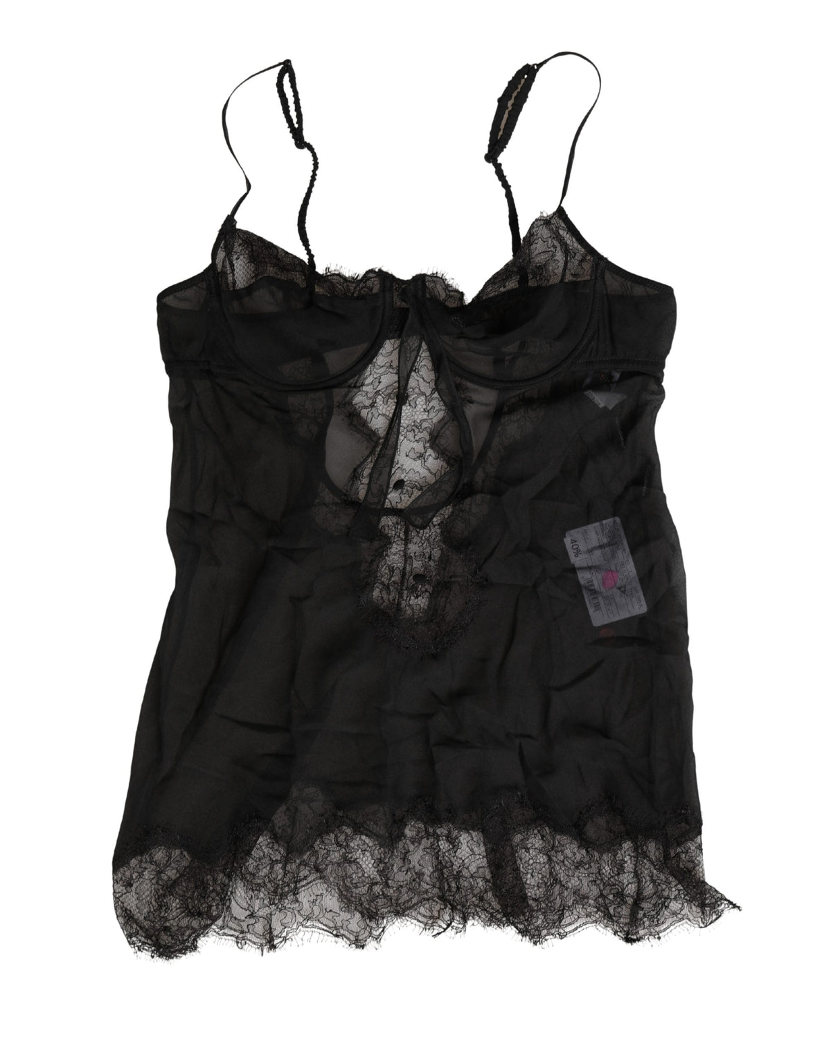 Dolce & Gabbana Black Silk Lace Lingerie Chemise Top