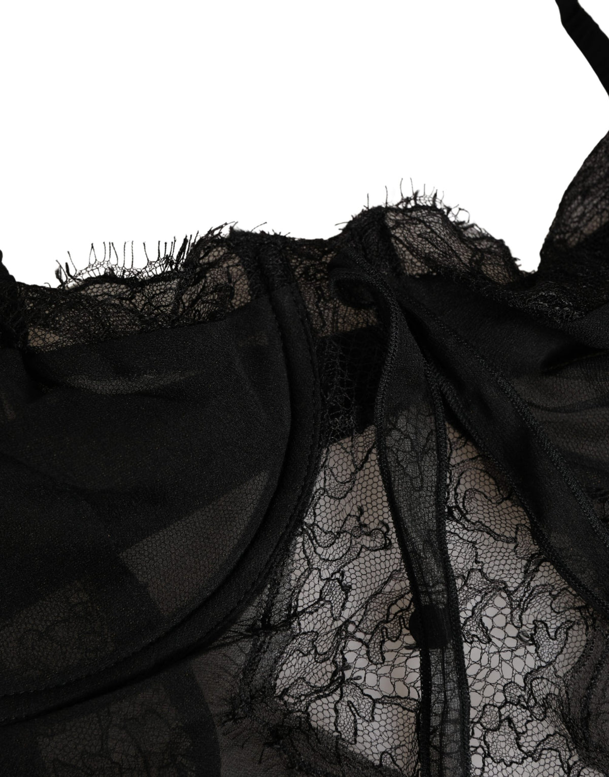 Dolce & Gabbana Black Silk Lace Lingerie Chemise Top