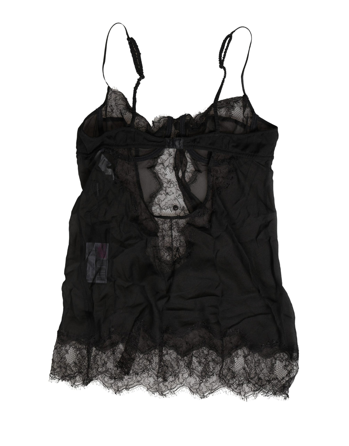 Dolce & Gabbana Black Silk Lace Lingerie Chemise Top
