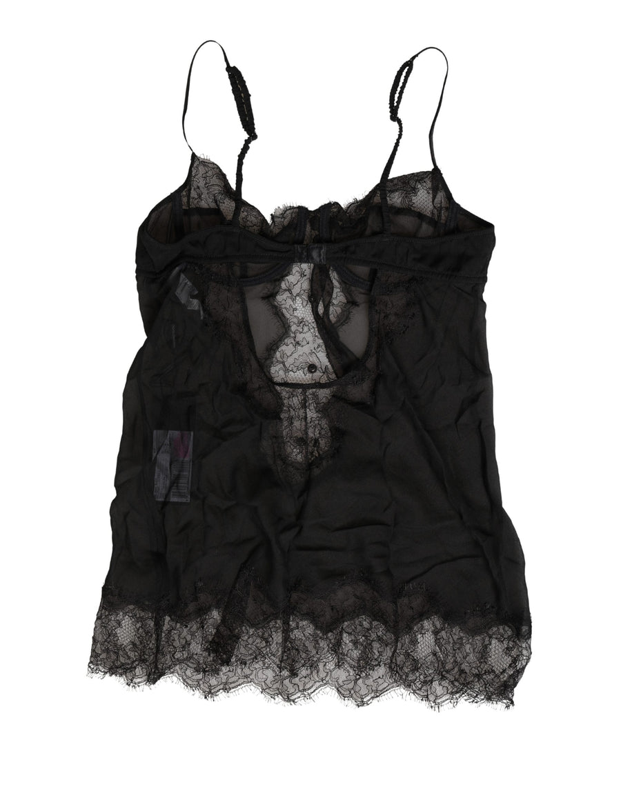 Dolce & Gabbana Black Silk Lace Lingerie Chemise Top