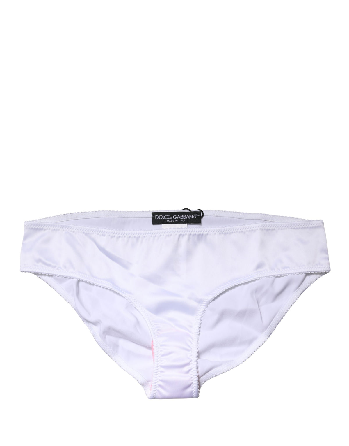 Dolce & Gabbana White Stretch Silk Mid-Rise Panty