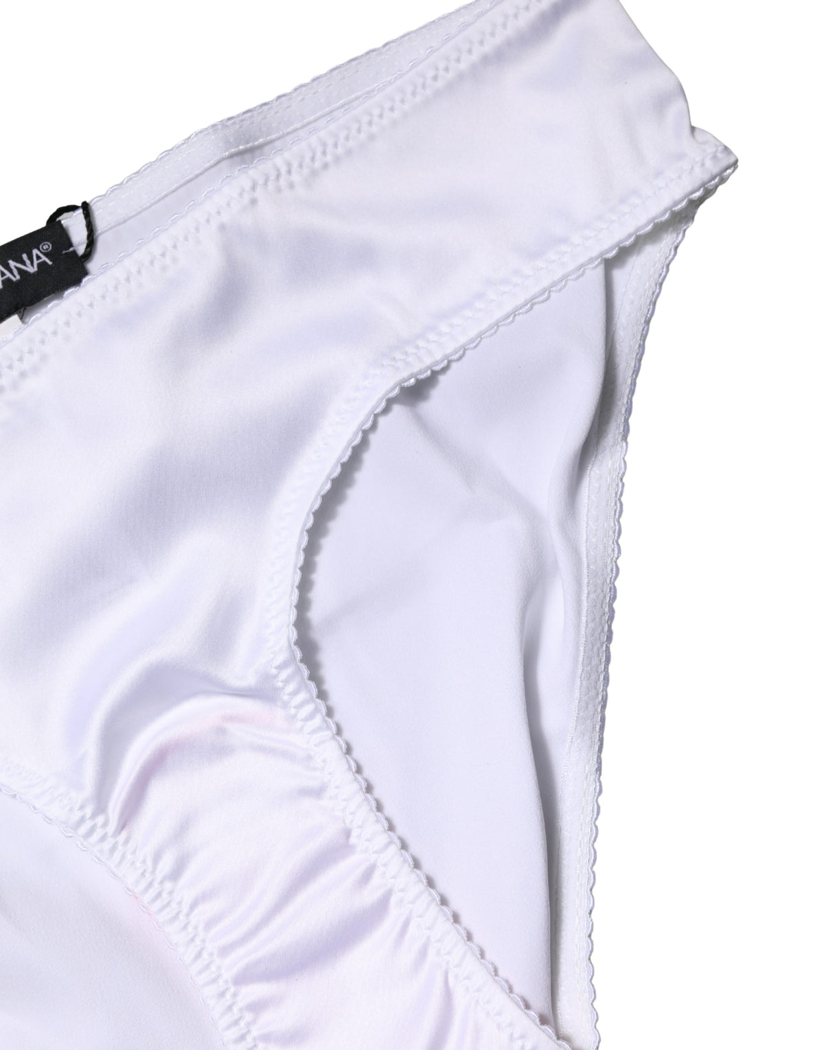 Dolce & Gabbana White Stretch Silk Panties with Mid-Rise Waist