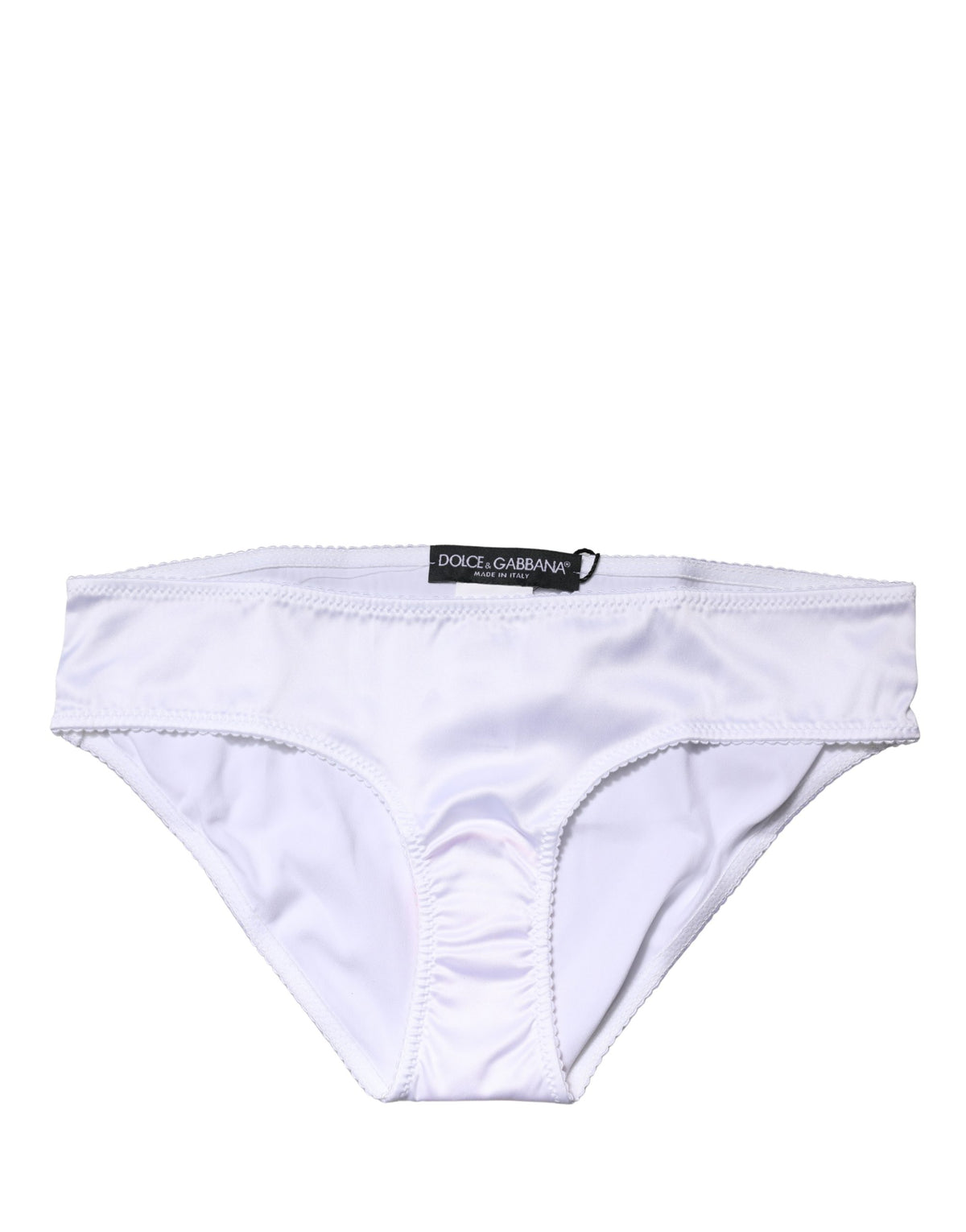 Dolce & Gabbana White Stretch Silk Panties with Mid-Rise Waist