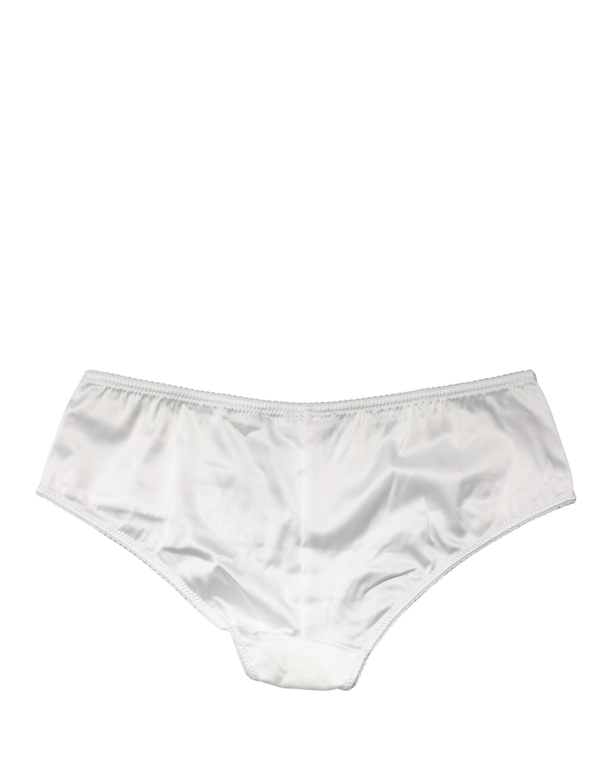 Dolce & Gabbana White Stretch Silk Mid-Rise Panty