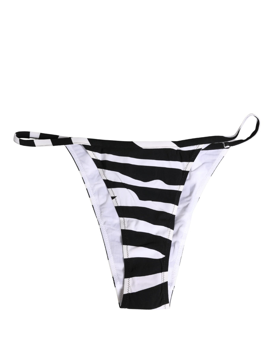 Dolce & Gabbana Bikini-Oberteil und -Unterteil mit schwarzem und weißem Zebramuster