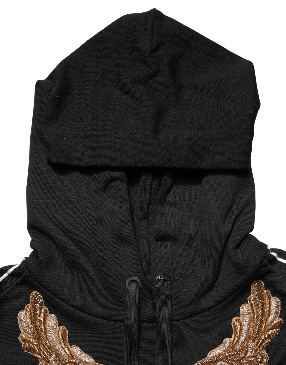 Dolce & Gabbana Schwarzer Kapuzenpullover mit Stickerei und Quasten