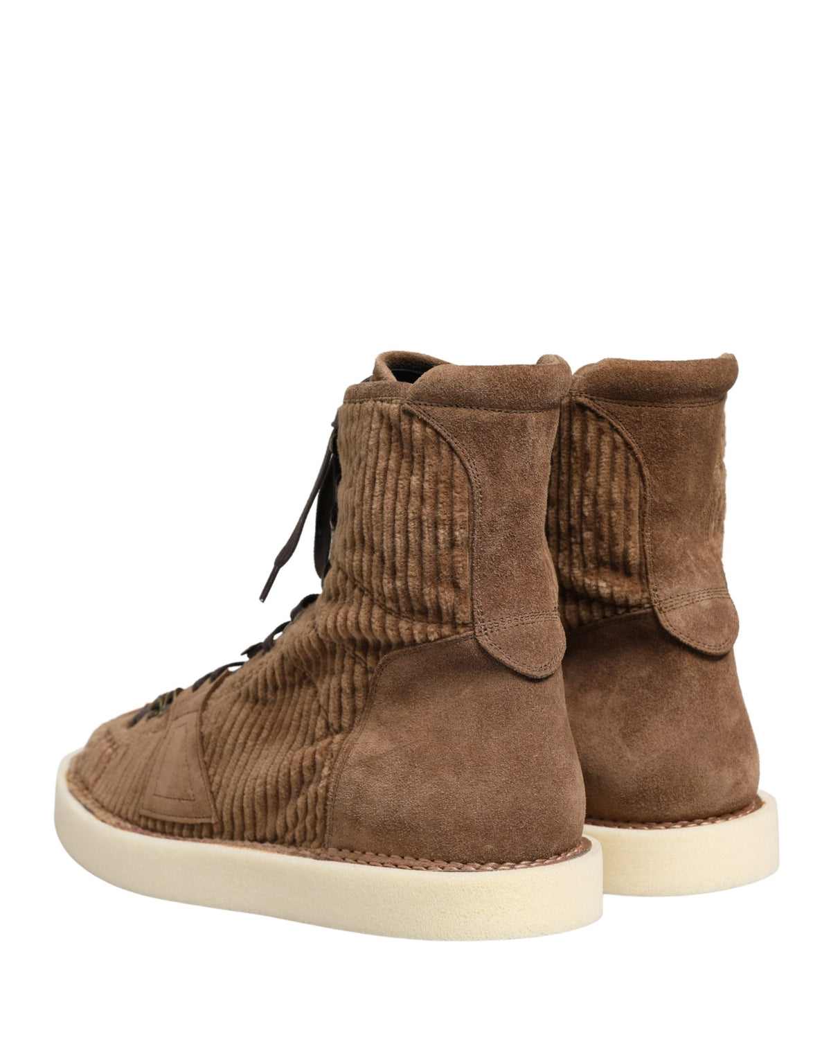 Dolce & Gabbana Brown Corduroy High-Top Oxford Boots