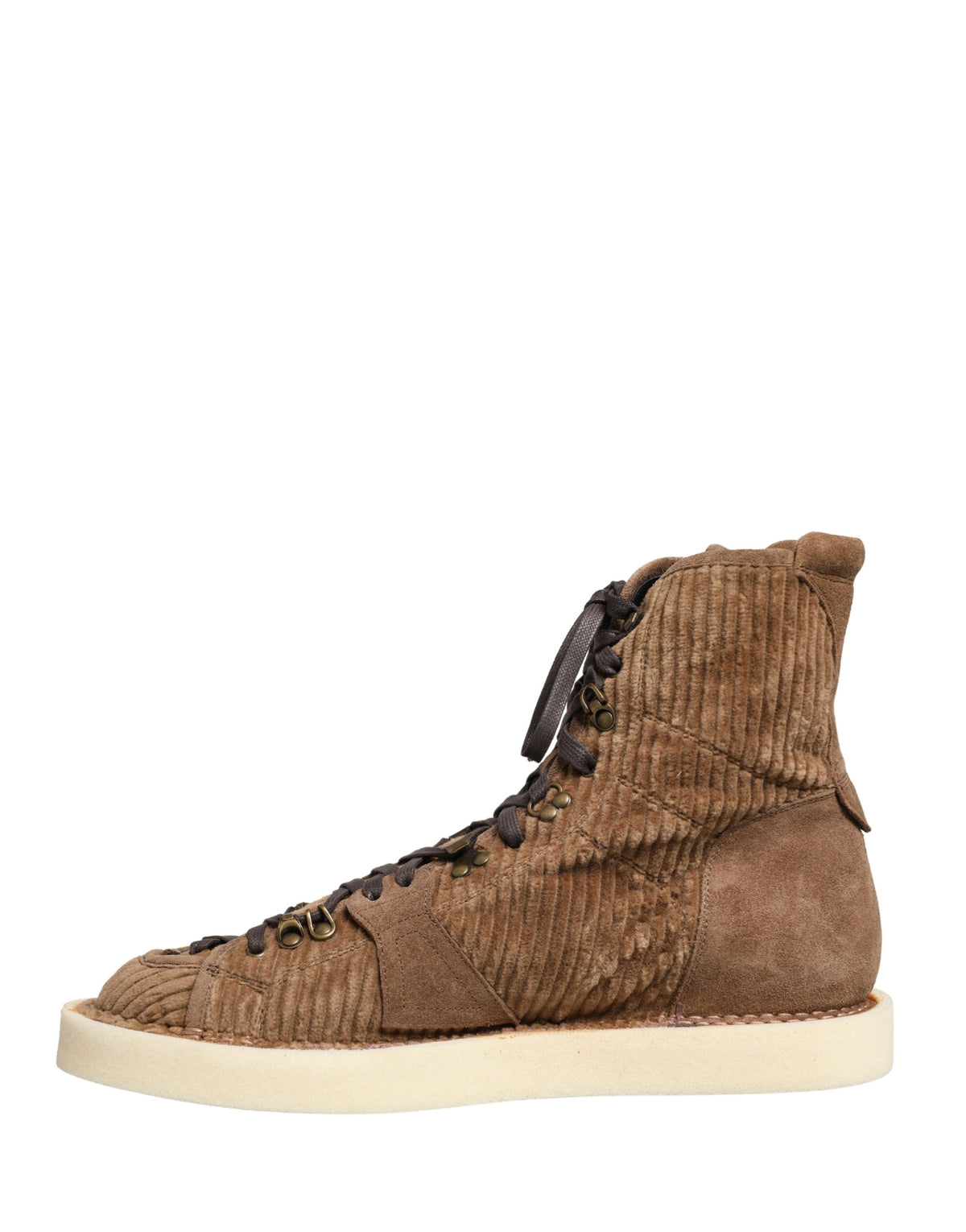 Dolce & Gabbana Brown Corduroy High-Top Oxford Boots