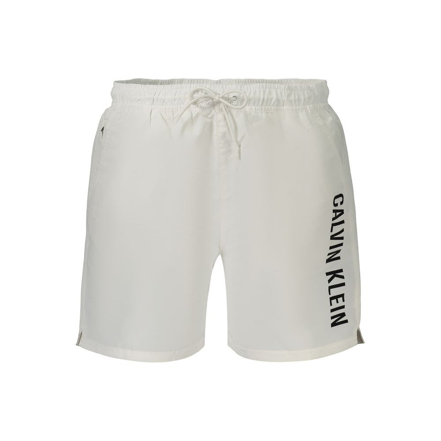 Calvin Klein Weiße Herren-Badeshorts aus Polyester