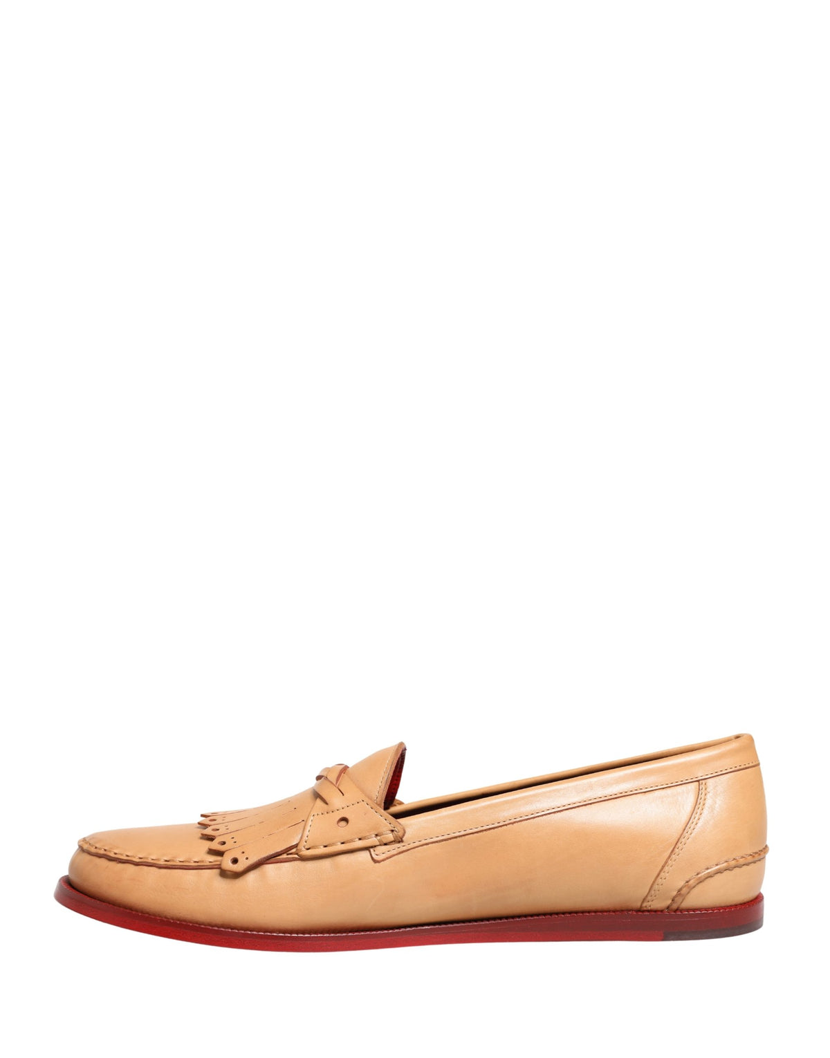 Dolce & Gabbana Beige Tassel Leder Herren Slipper Loafer Schuhe