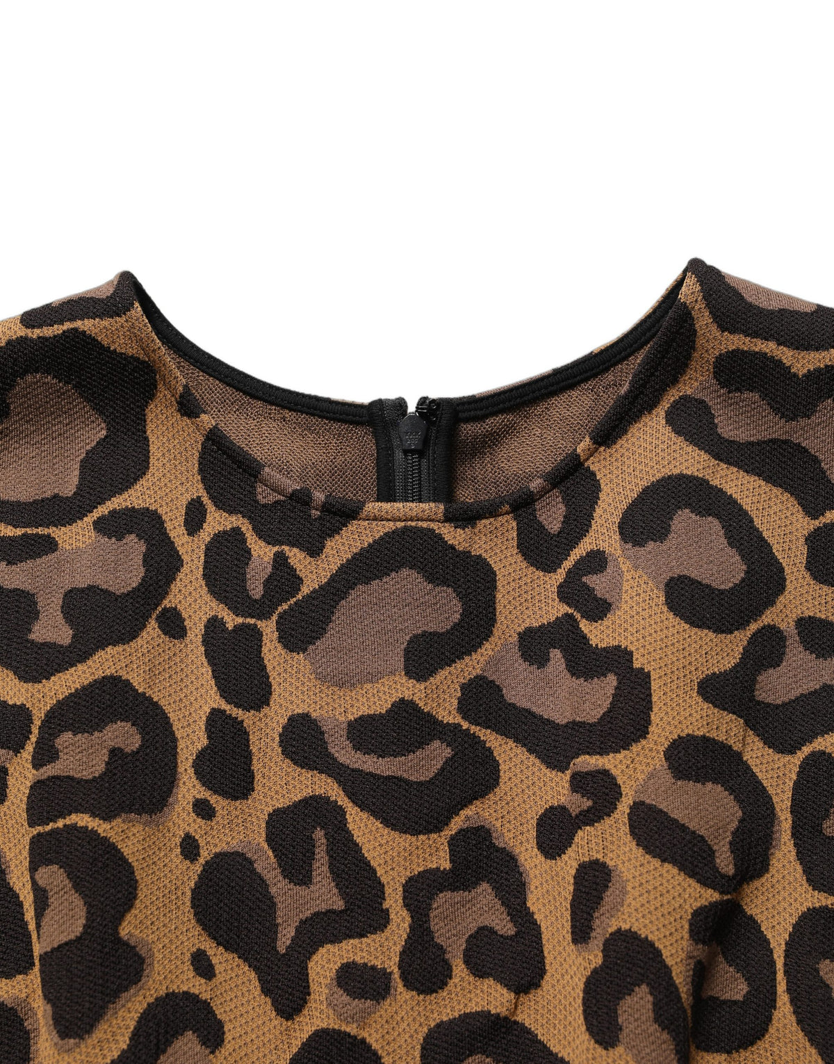 Dolce & Gabbana Brown Leopard Jacquard Knee-Length Dress