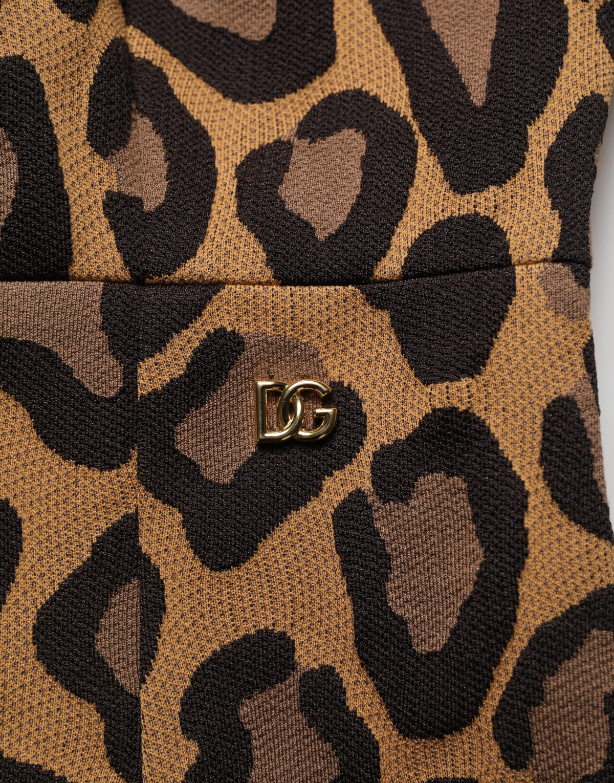 Dolce & Gabbana Brown Leopard Jacquard Knee-Length Dress