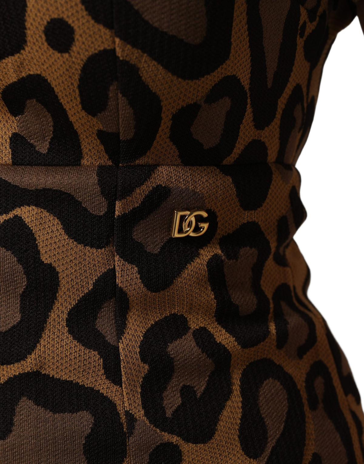 Dolce & Gabbana Brown Leopard Jacquard Knee-Length Dress