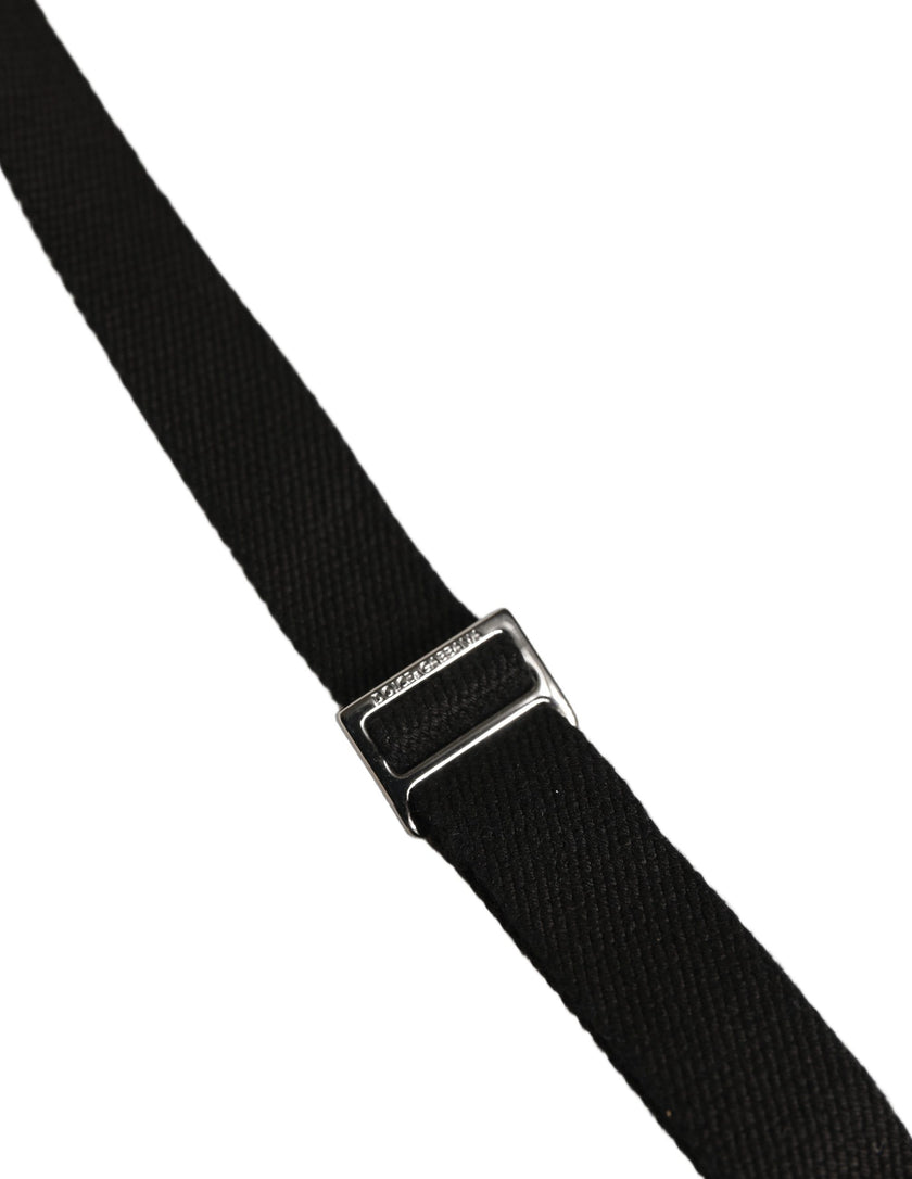 Dolce & Gabbana Schwarze Hosenträger aus Baumwolle und Leder mit elastischem Y-Rücken und Metallclips
