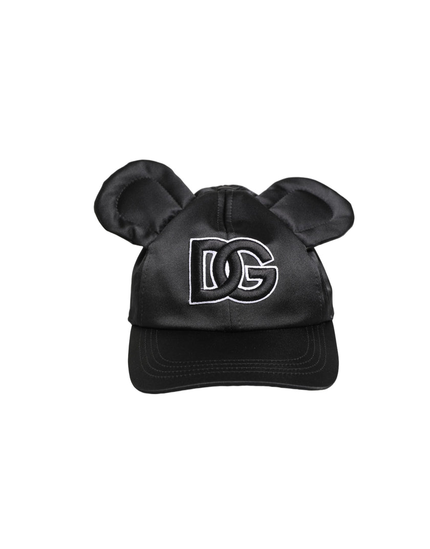 Dolce & Gabbana Herren Baseballcap aus schwarzem Samt mit Tiermotiv
