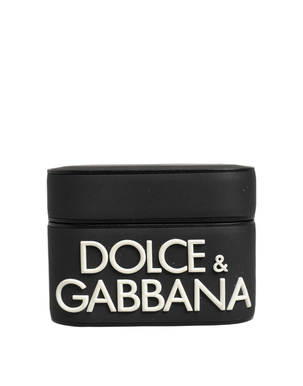 Dolce & Gabbana Schwarzer PVC-Etui mit geprägtem Logo, Flip-Halter für Damen-Airpods