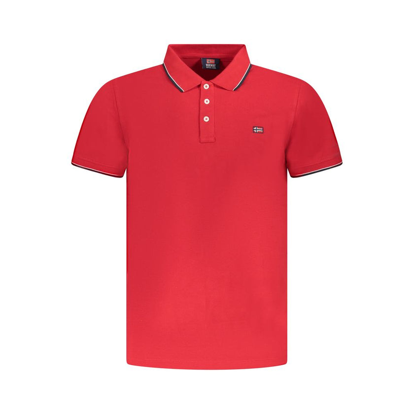 Norway 1963 Rotes Baumwoll-Poloshirt für Herren