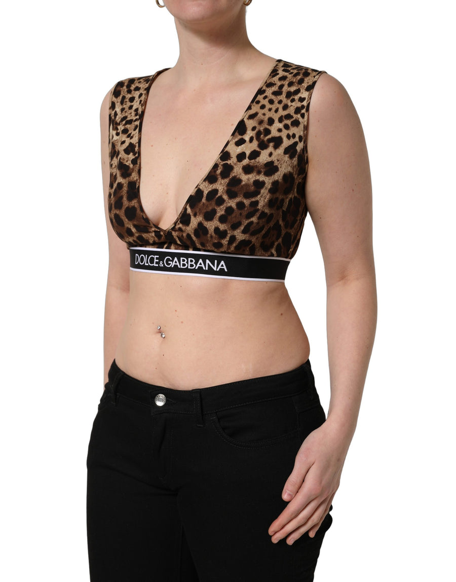 Dolce & Gabbana Leopard Print Silk Crop Top