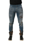 Dolce & Gabbana Blaue Skinny Jeans mit mittlerer Taille und Destroyed-Effekt