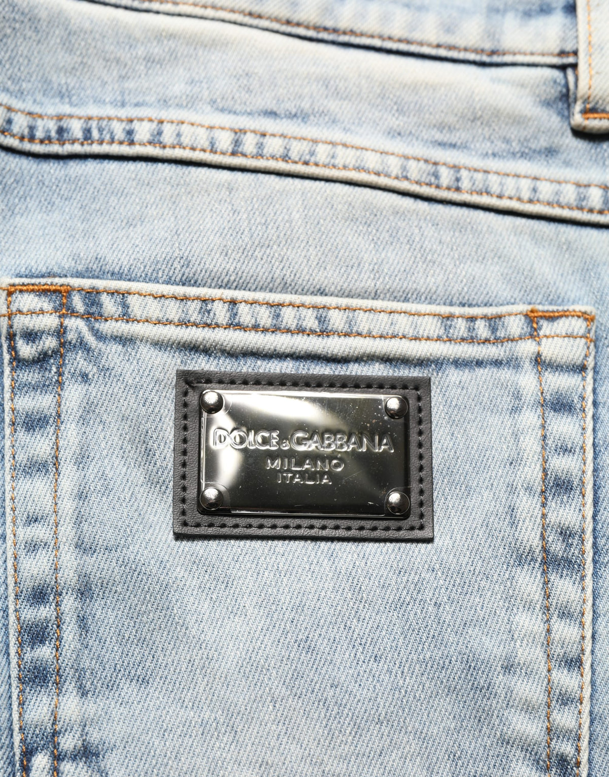 Dolce & Gabbana Blaue gewaschene gerade Herren-Jeans mit mittlerer Taille