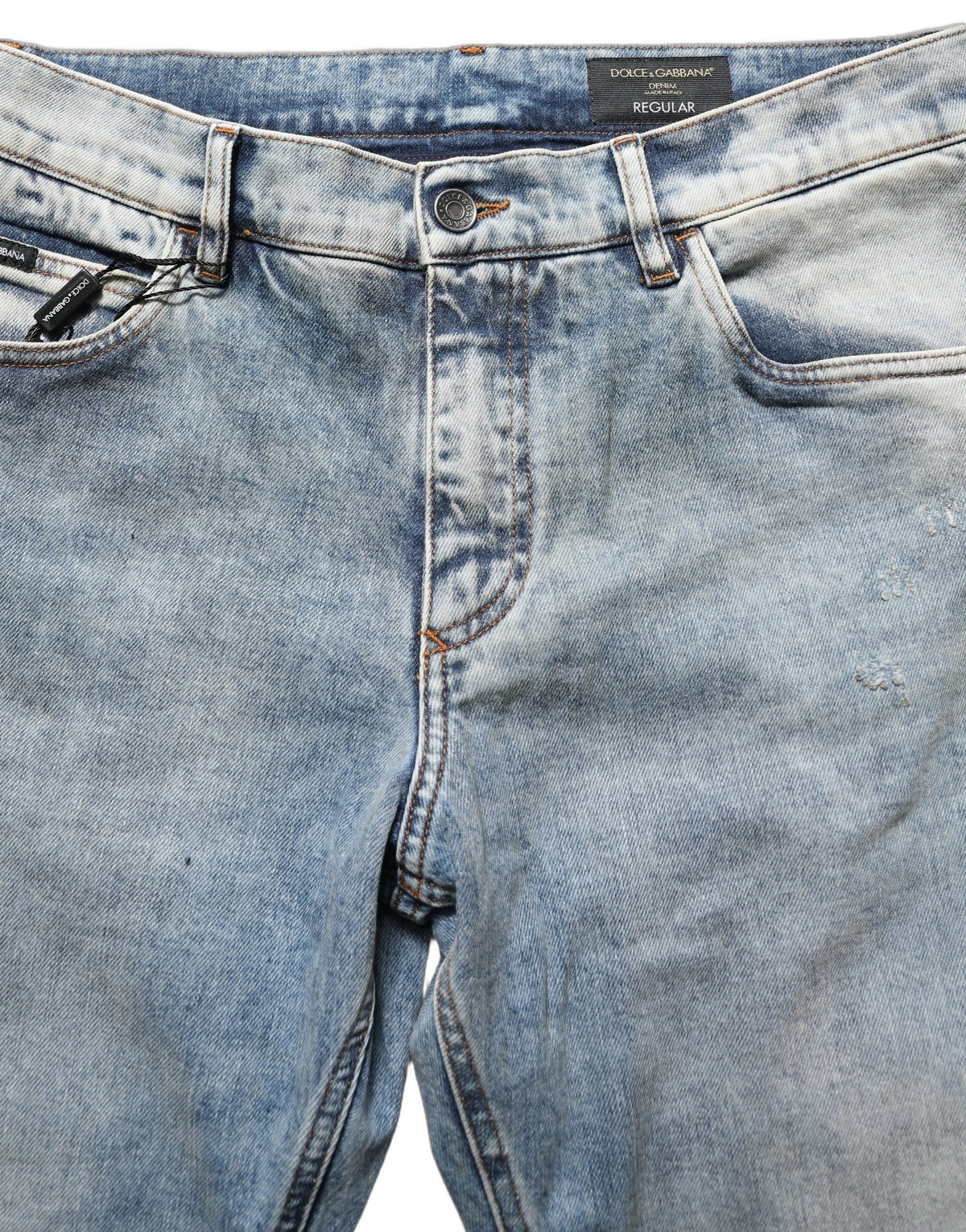 Dolce & Gabbana Blaue gewaschene gerade Herren-Jeans mit mittlerer Taille