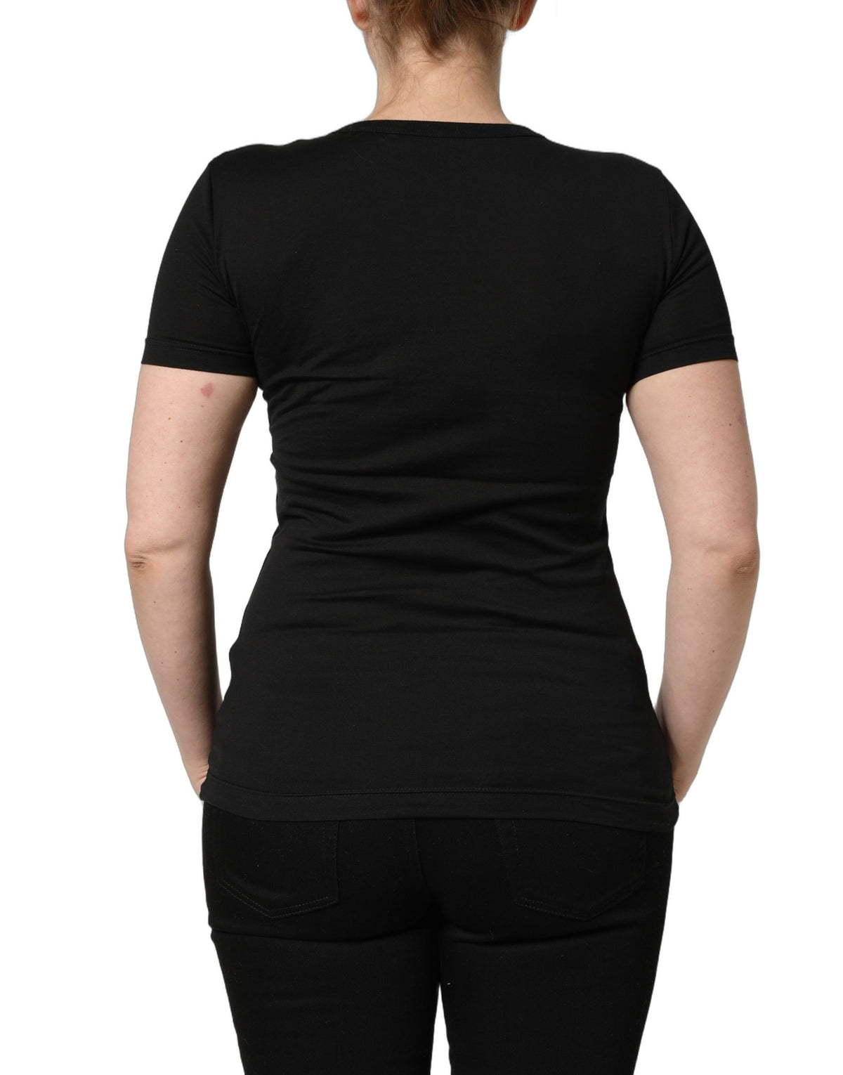 Dolce & Gabbana Black Cotton Crew-Neck Short-Sleeve T-Shirt