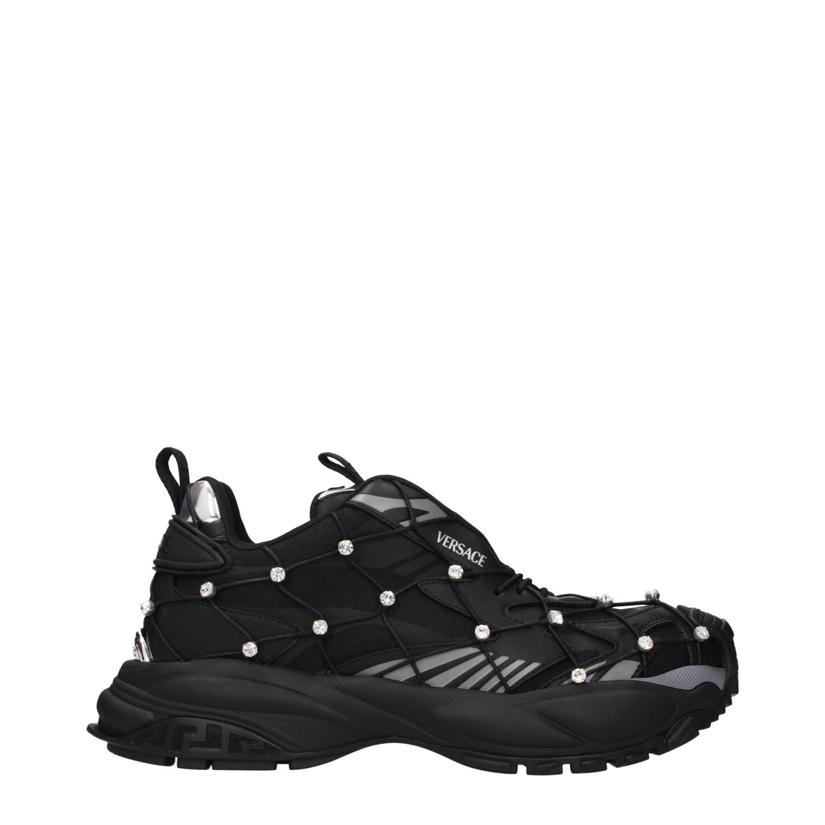 Versace Black Fabric Low-Top Sneakers