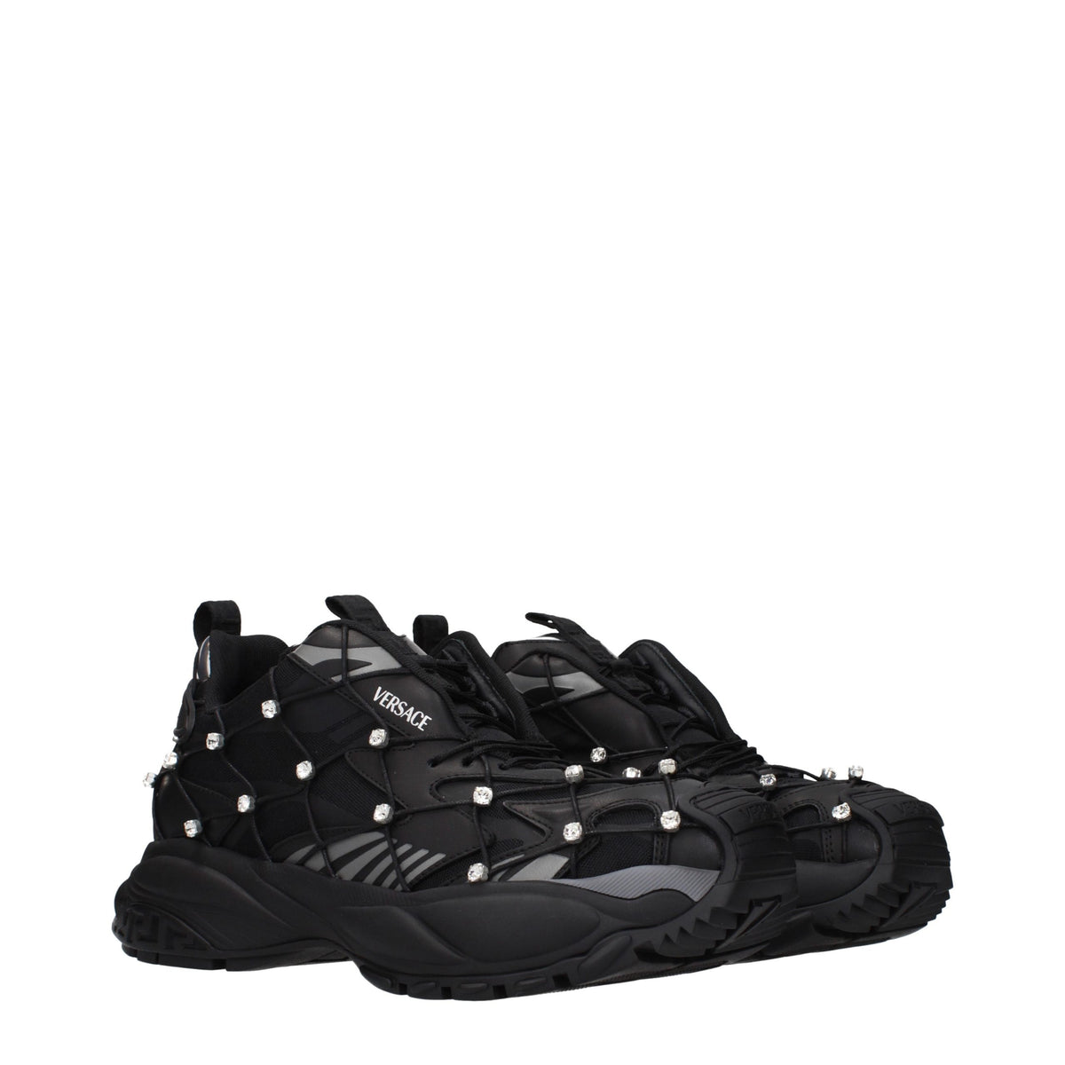 Versace Black Fabric Low-Top Sneakers