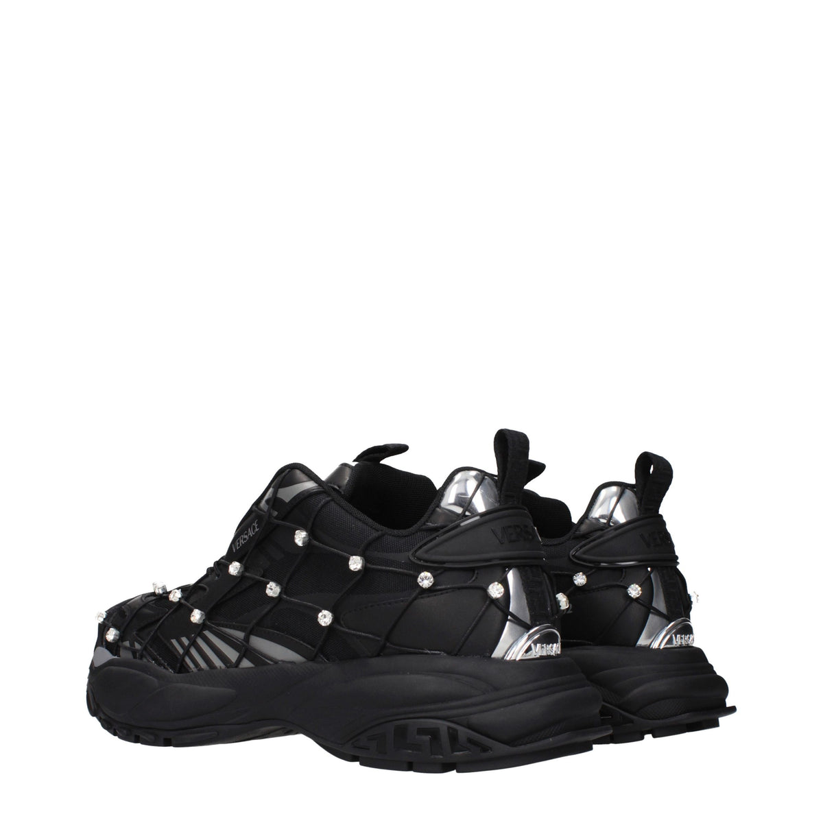 Versace Black Fabric Low-Top Sneakers
