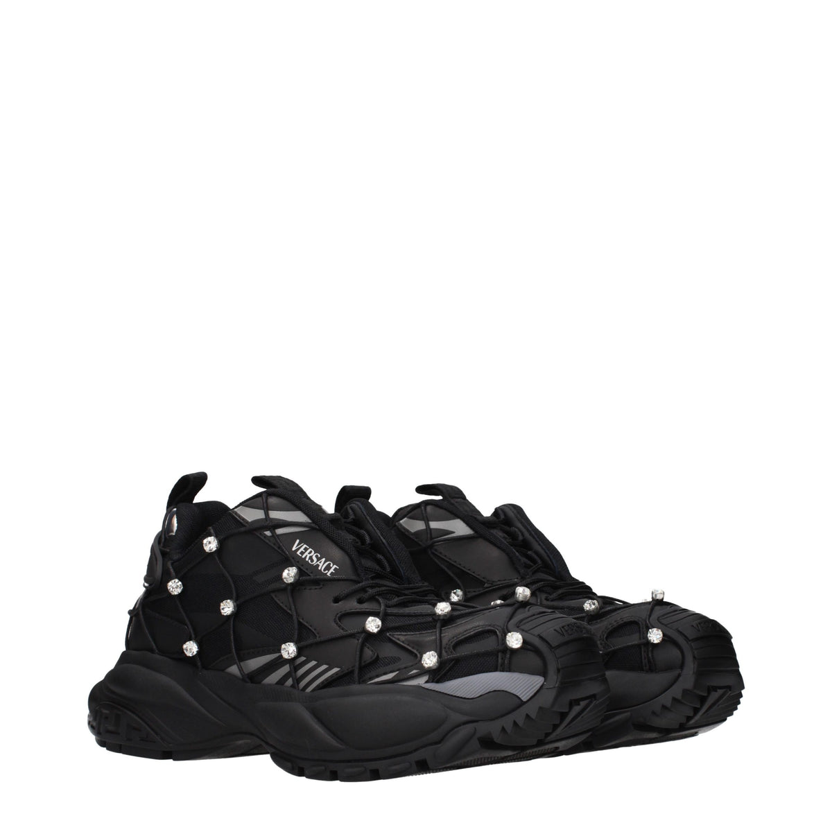 Versace Schwarze Stoff-Sneaker mit klobiger Sohle