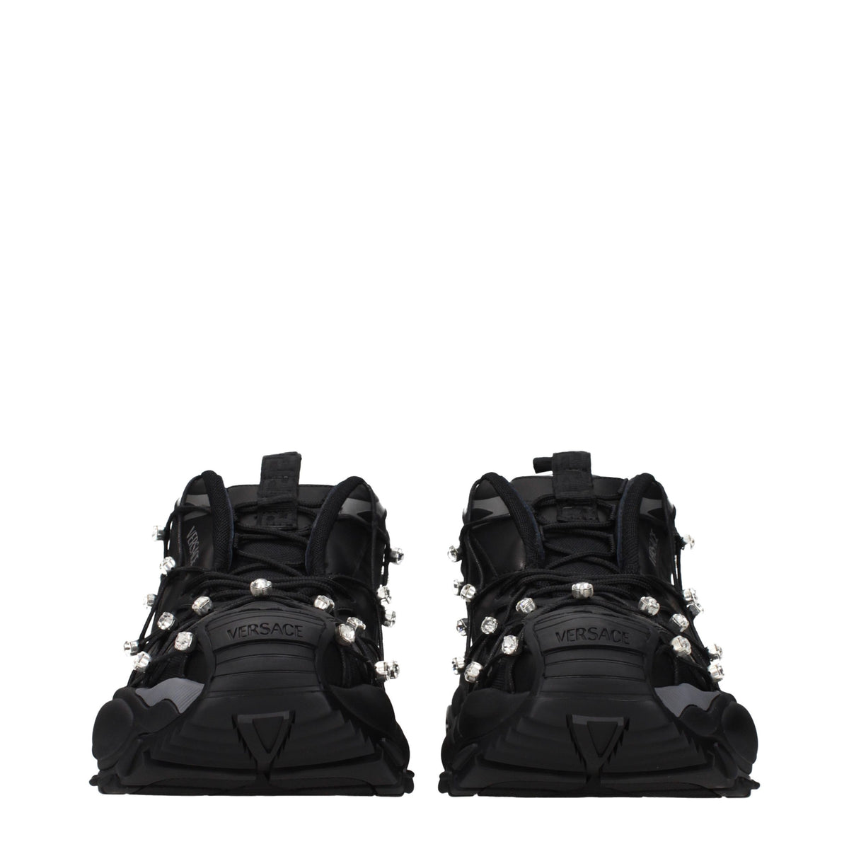 Versace Schwarze Stoff-Sneaker mit klobiger Sohle