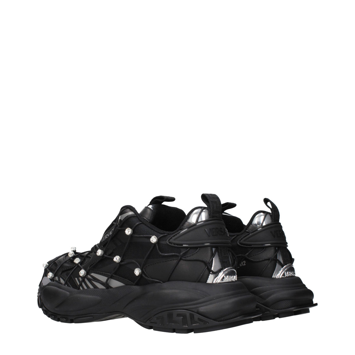 Versace Schwarze Stoff-Sneaker mit klobiger Sohle