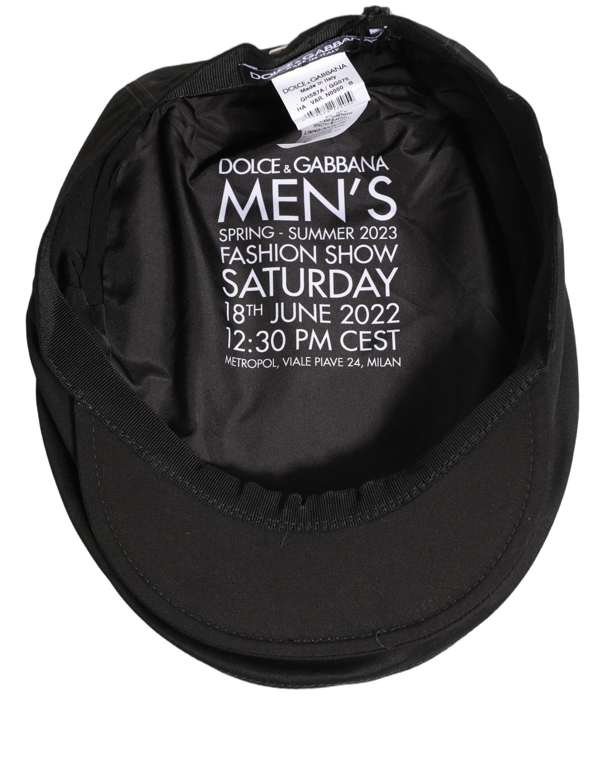 Dolce & Gabbana Herren Schwarze Baumwolle Stretch Newsboy Mütze Capello Hut
