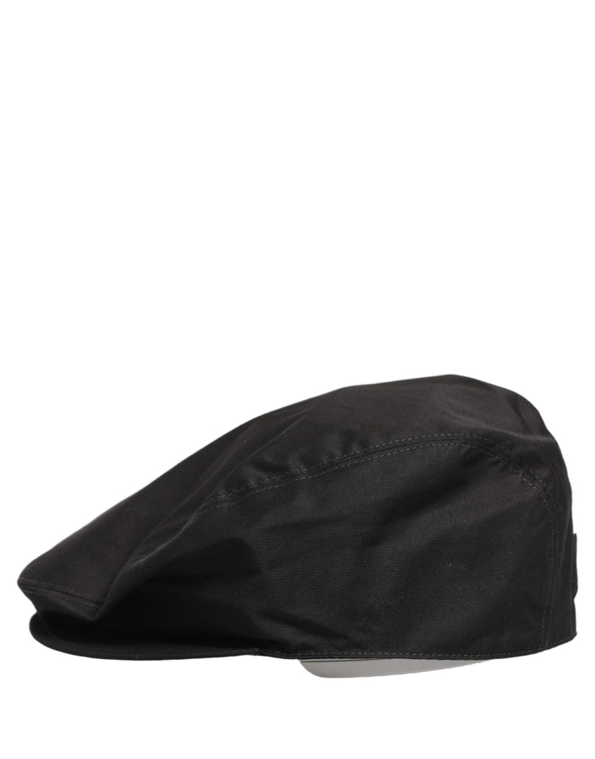 Dolce & Gabbana Herren Schwarze Baumwolle Stretch Newsboy Mütze Capello Hut