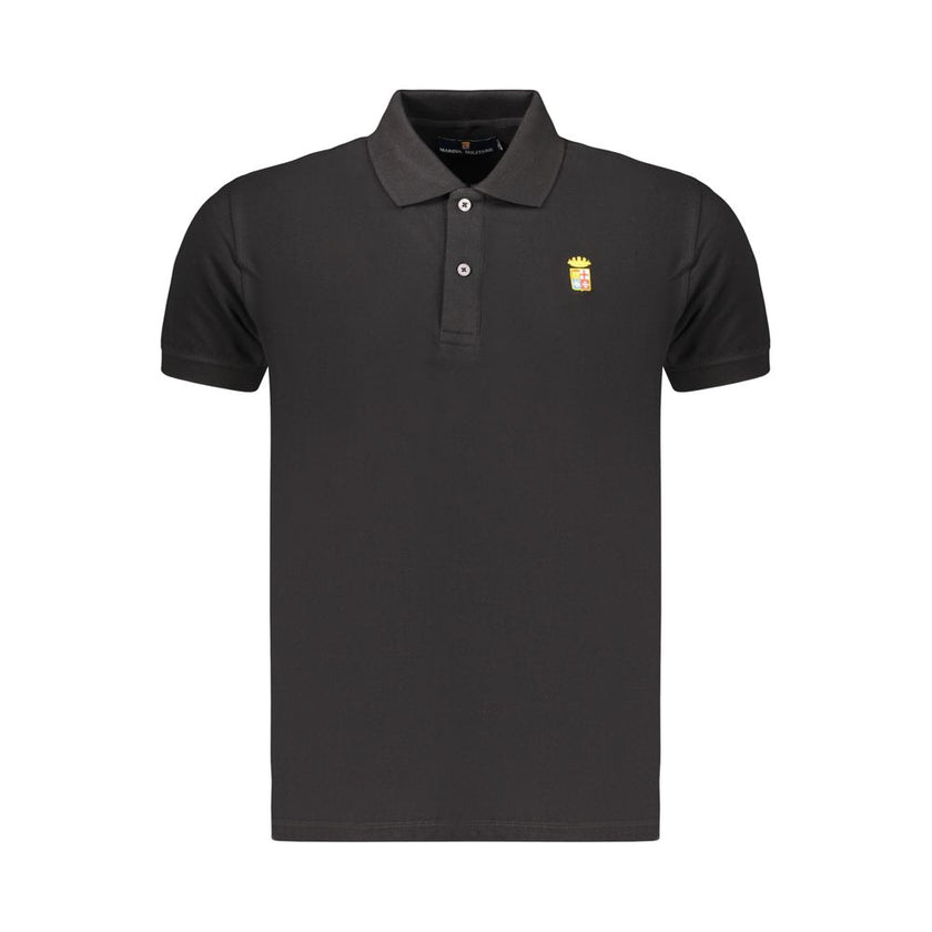 Marina Militare Schwarzes Baumwoll-Poloshirt für Herren