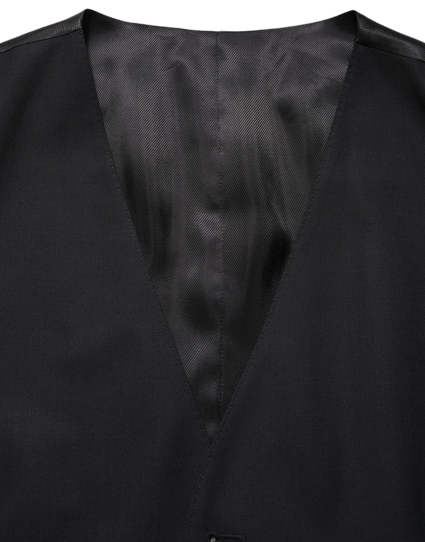 Dolce & Gabbana Schwarze Wollweste mit schmaler Passform