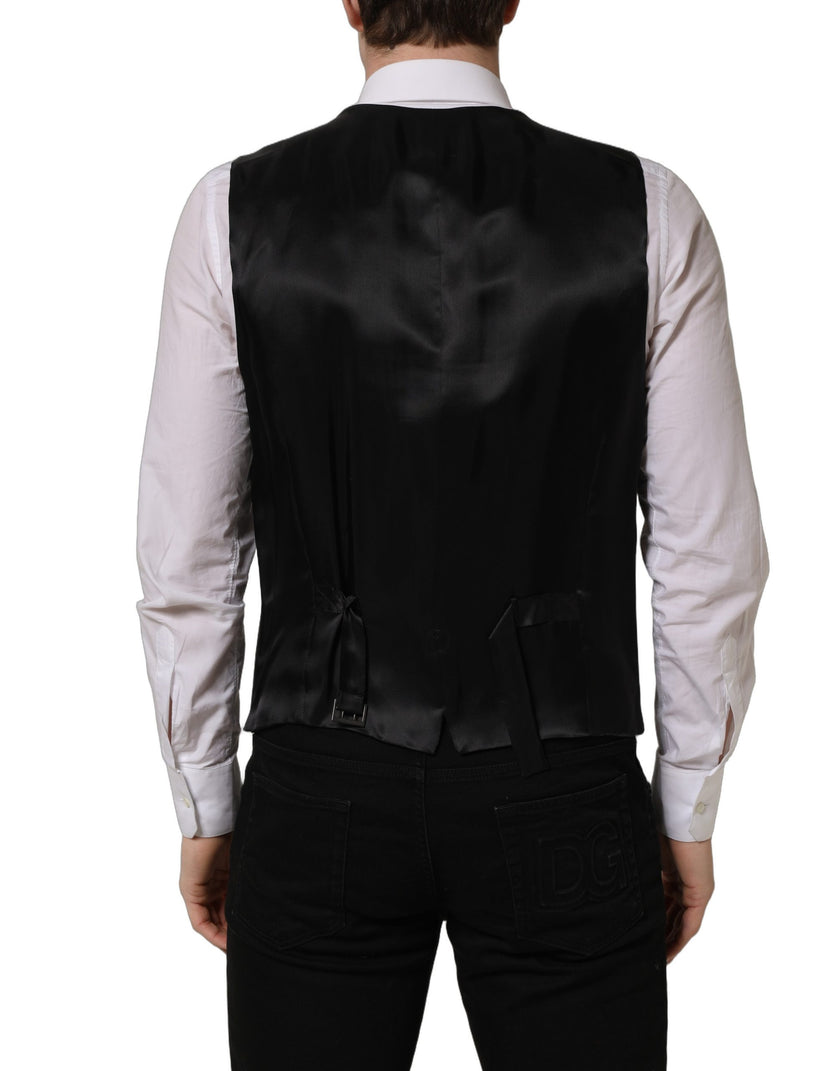 Dolce & Gabbana Schwarze Wollweste mit schmaler Passform