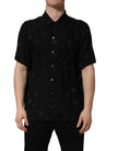 Dolce & Gabbana Herrenhemd mit kurzen Ärmeln und schwarzem Logo-Monogramm