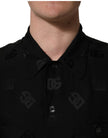 Dolce & Gabbana Herrenhemd mit kurzen Ärmeln und schwarzem Logo-Monogramm