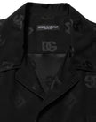 Dolce & Gabbana Herrenhemd mit kurzen Ärmeln und schwarzem Logo-Monogramm